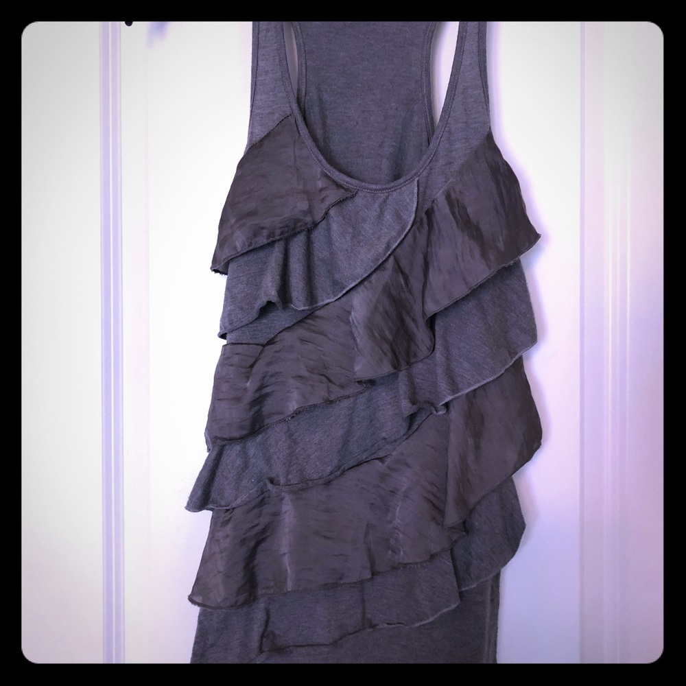 Ruffle Chiffon grey tank top